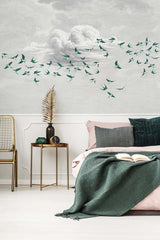 Veer Decor Swallow Clouds Pack 1 & 2 in Green Wall Mural