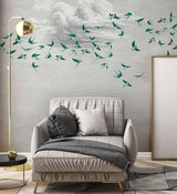 Veer Decor Swallow Clouds Pack 1 & 2 in Green Wall Mural