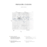 Papermint Swallow Clouds Pack 1 & 2 in Blue Wall Mural