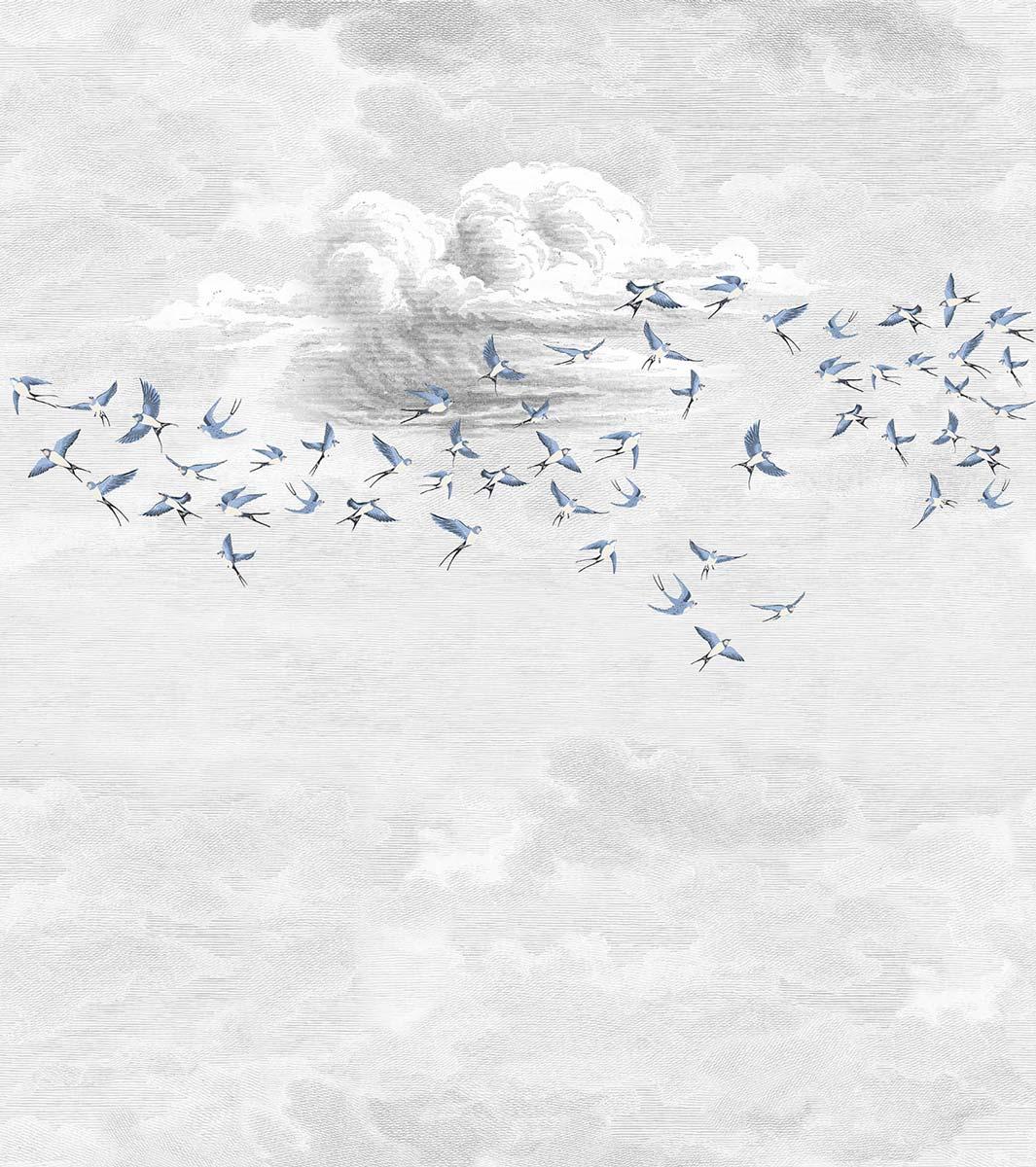 Veer Decor Swallow Clouds Pack 1 & 2 in Blue Wall Mural