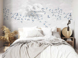 Veer Decor Swallow Clouds Pack 1 & 2 in Blue Wall Mural