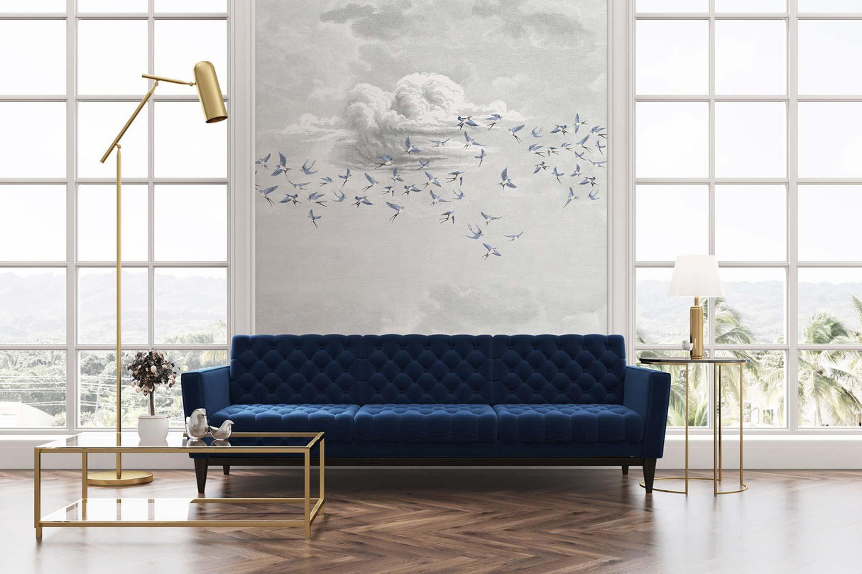 Veer Decor Swallow Clouds Pack 1 & 2 in Blue Wall Mural