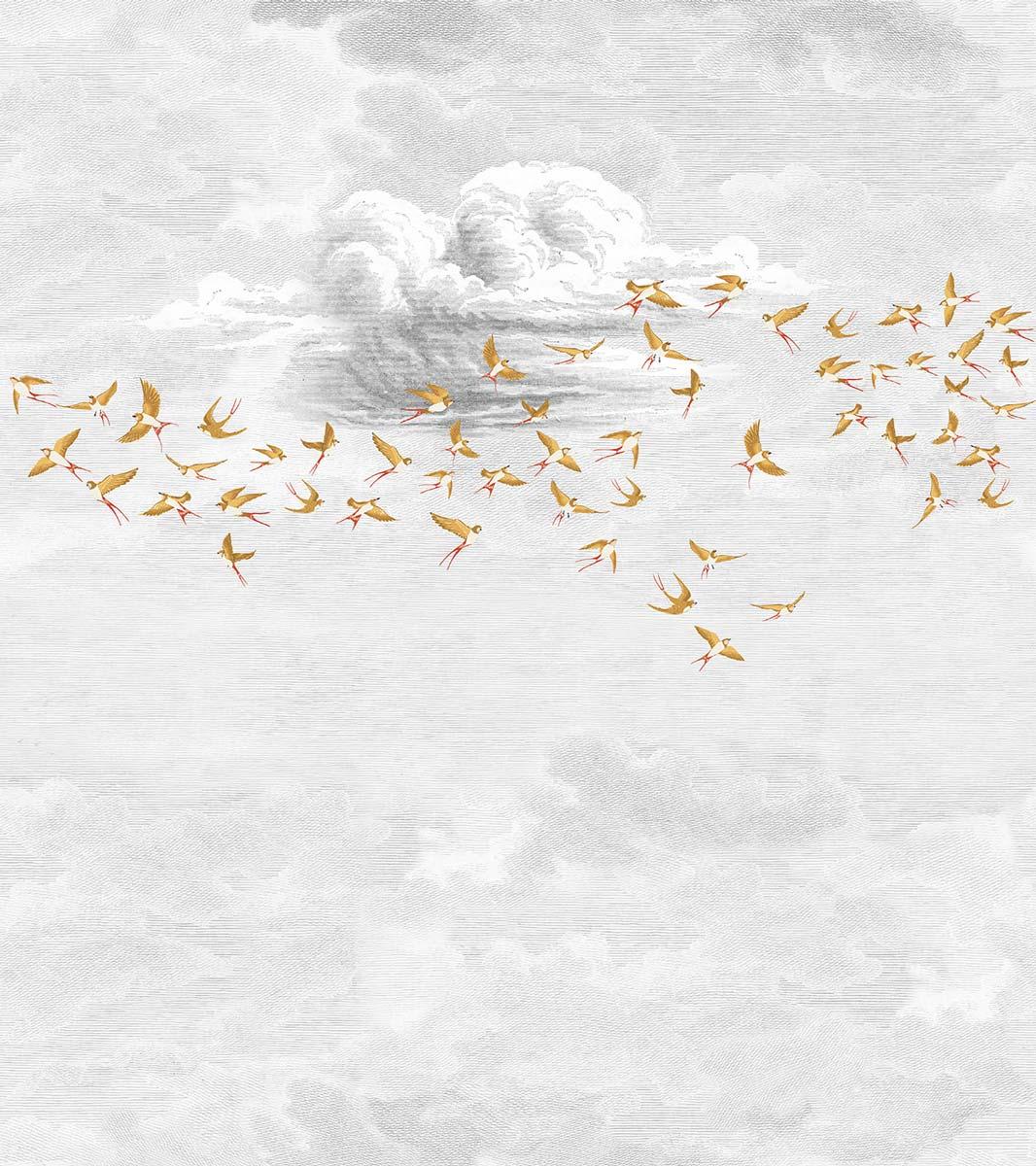 Veer Decor Swallow Clouds Pack 1 & 2 in Orange Wall Mural