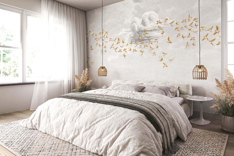 Veer Decor Swallow Clouds Pack 1 & 2 in Orange Wall Mural