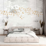 Veer Decor Swallow Clouds Pack 1 & 2 in Orange Wall Mural