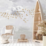 Veer Decor Swallow Clouds Pack 1 & 2 in Orange Wall Mural