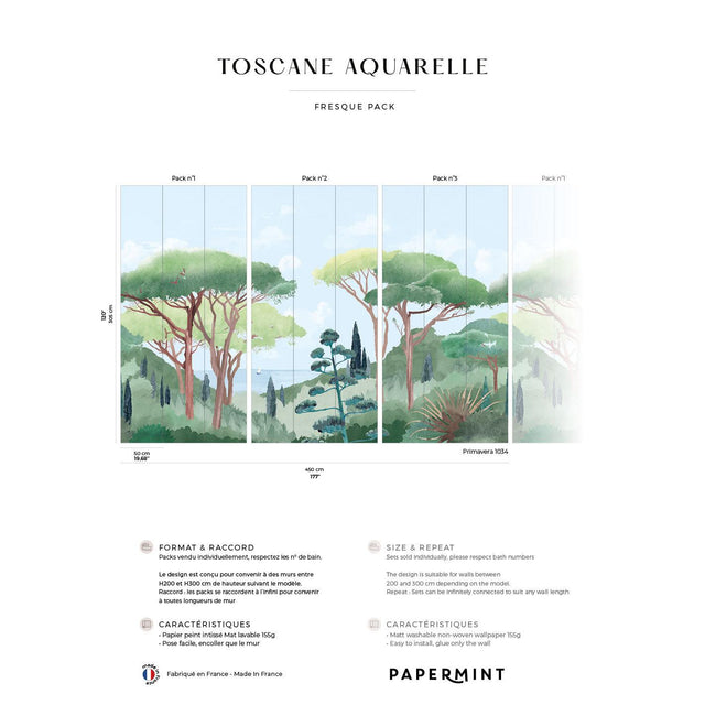 Papermint Tuscany Watercolor Pack 1, 2 & 3 in Multi Wall Mural