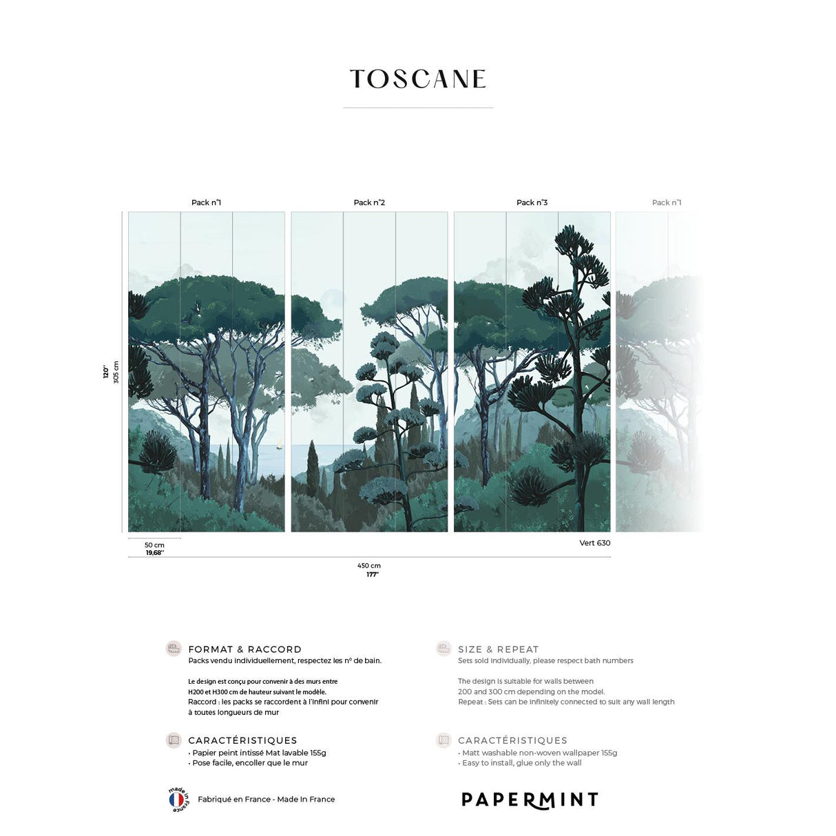 Papermint Tuscany Pack 1, 2 & 3 in Blue Wall Mural