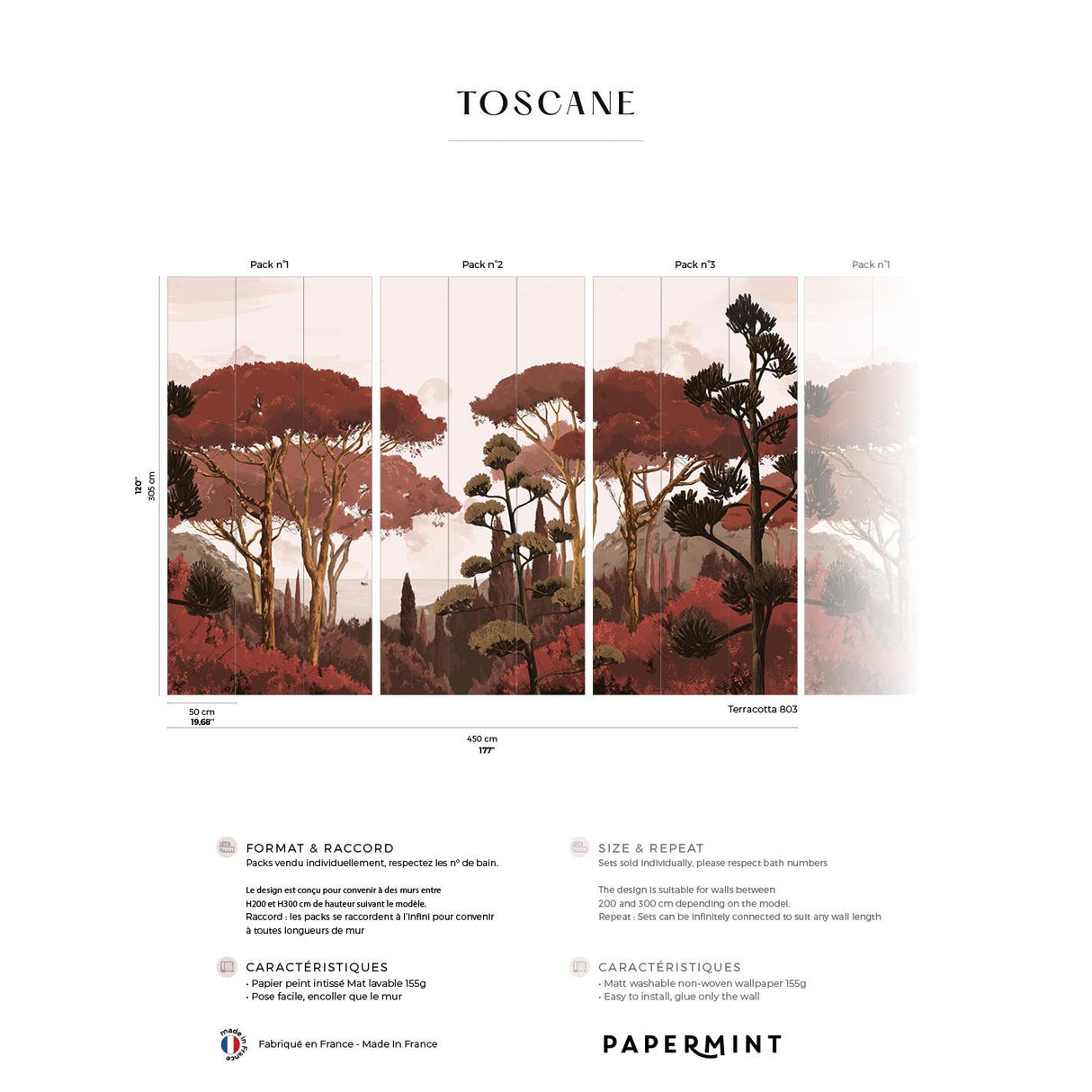 Papermint Tuscany Pack 1, 2 & 3 in Orange Wall Mural