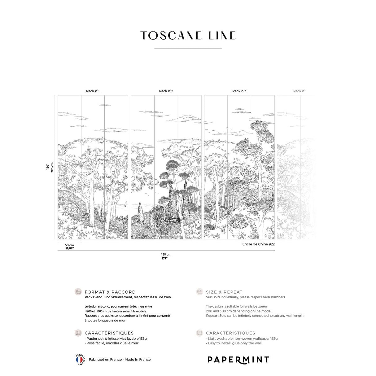 Papermint Tuscany Line Pack 1, 2 & 3 in Black Wall Mural