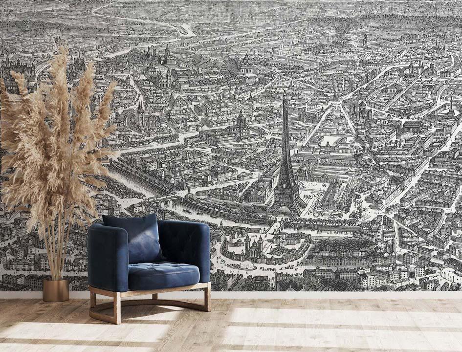 Veer Decor Eiffel Tower Pack 1, 2 & 3 in Gray Wall Mural
