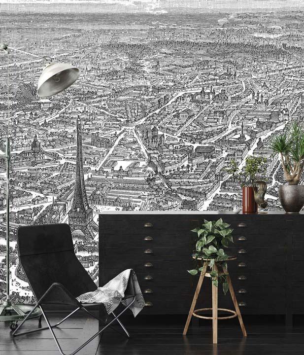 Veer Decor Eiffel Tower Pack 1, 2 & 3 in Gray Wall Mural