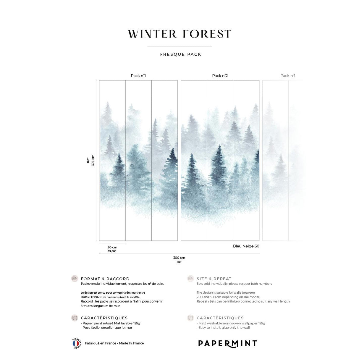Papermint Winter Pack 1 & 2 in Blue Wall Mural