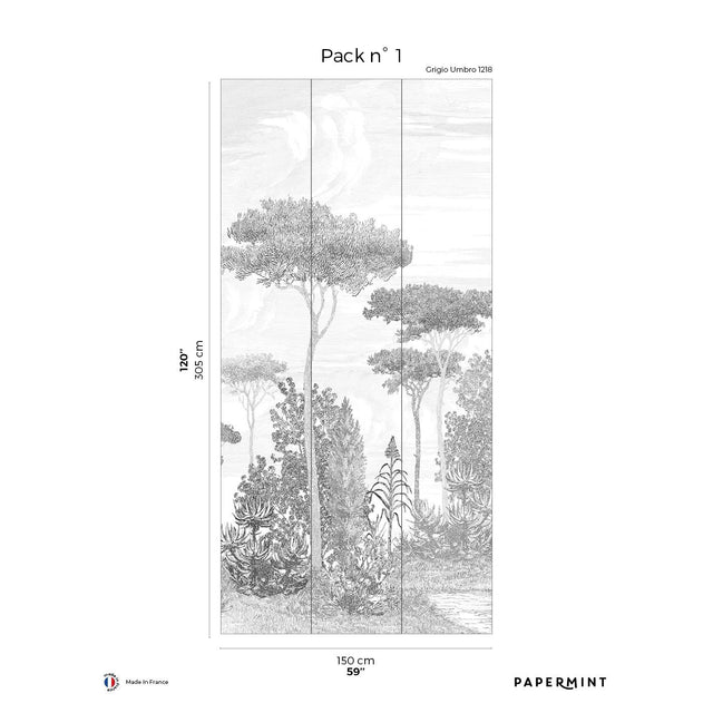 Papermint Pine Forest Pack 1 in Gray Wall Mural