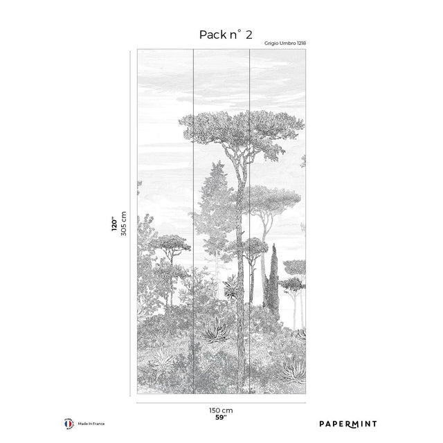 Papermint Pine Forest Pack 2 in Gray Wall Mural