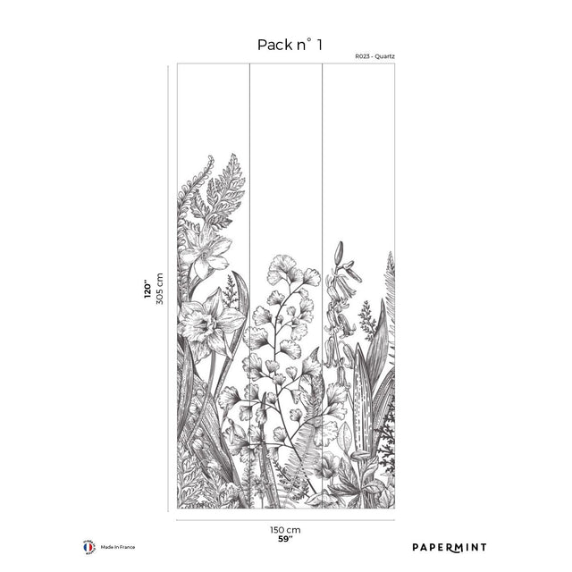 Papermint Garden Line Pack 1 in Gray Wall Mural