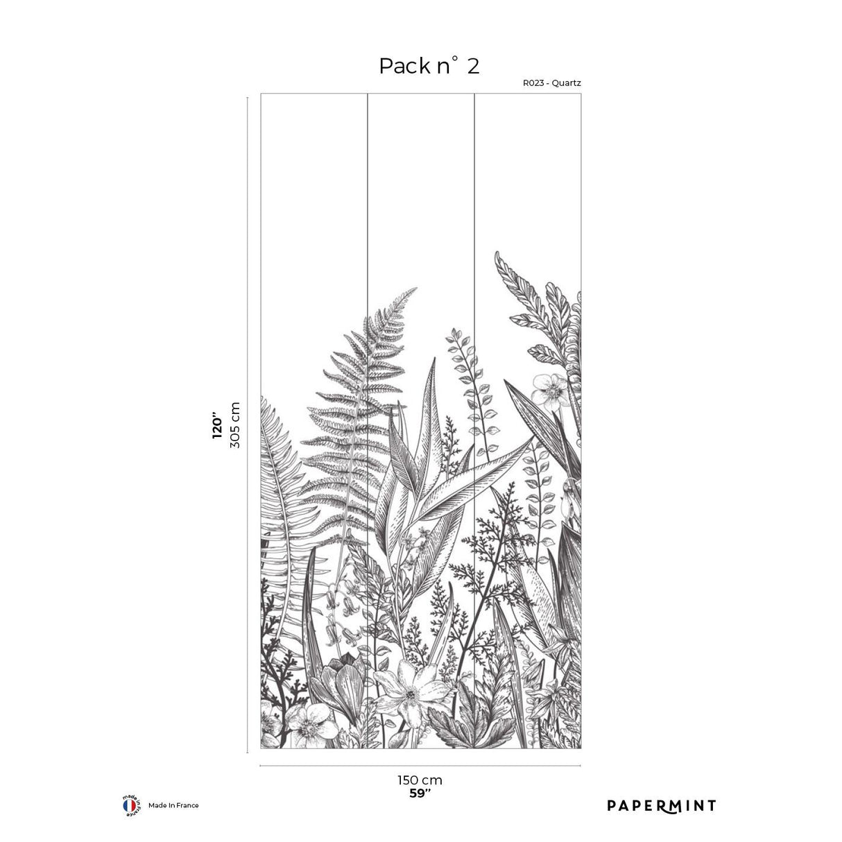 Papermint Garden Line Pack 2 in Gray Wall Mural