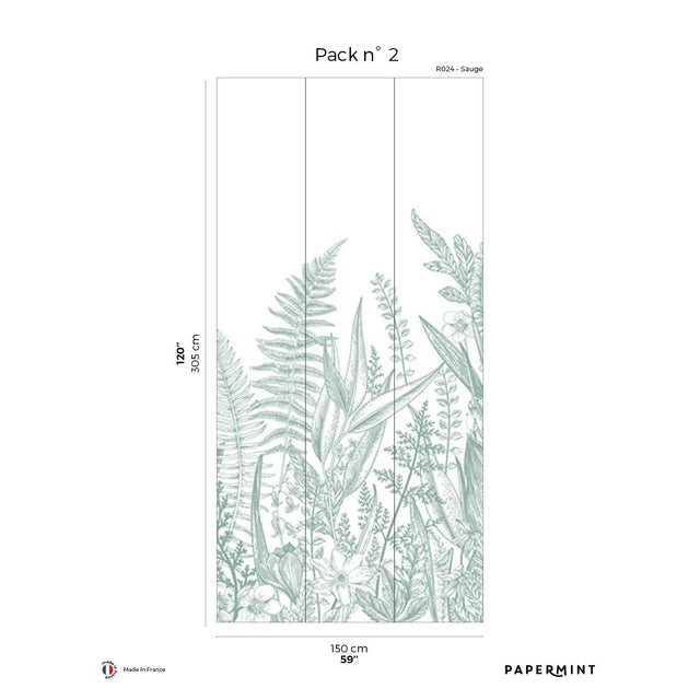Papermint Garden Line Pack 2 in Sage Wall Mural