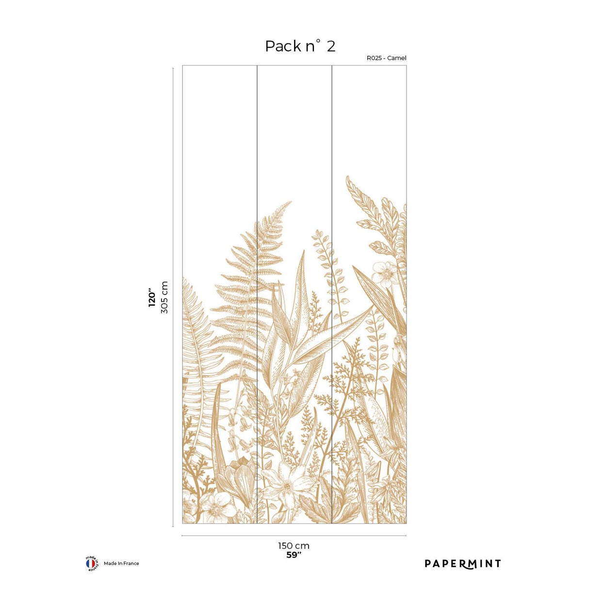Papermint Garden Line Pack 2 in Brown Wall Mural