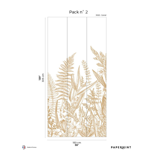 Papermint Garden Line Pack 2 in Brown Wall Mural