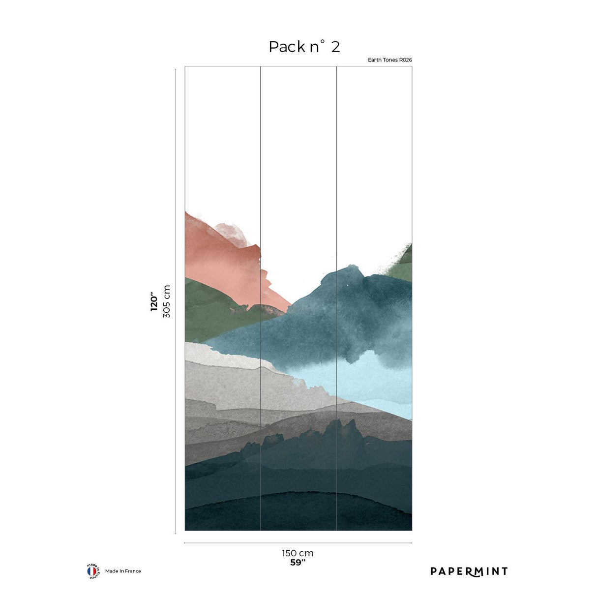 Papermint Hills Pack 2 in Multi Wall Mural