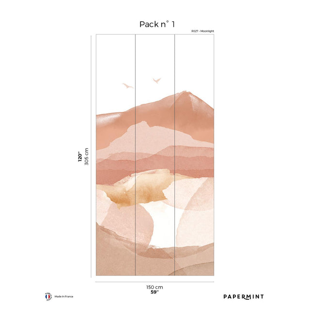 Papermint Hills Pack 1 in Orange Wall Mural