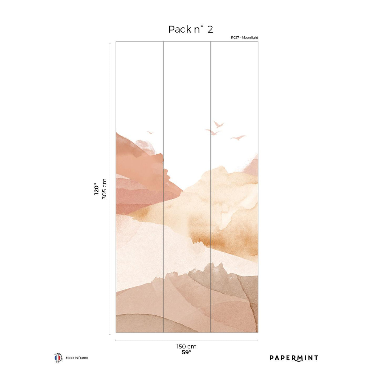 Papermint Hills Pack 2 in Orange Wall Mural