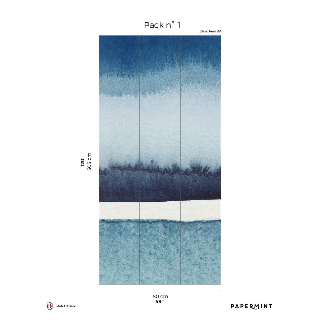 Papermint Sea Horizon Pack 1 in Blue Wall Mural