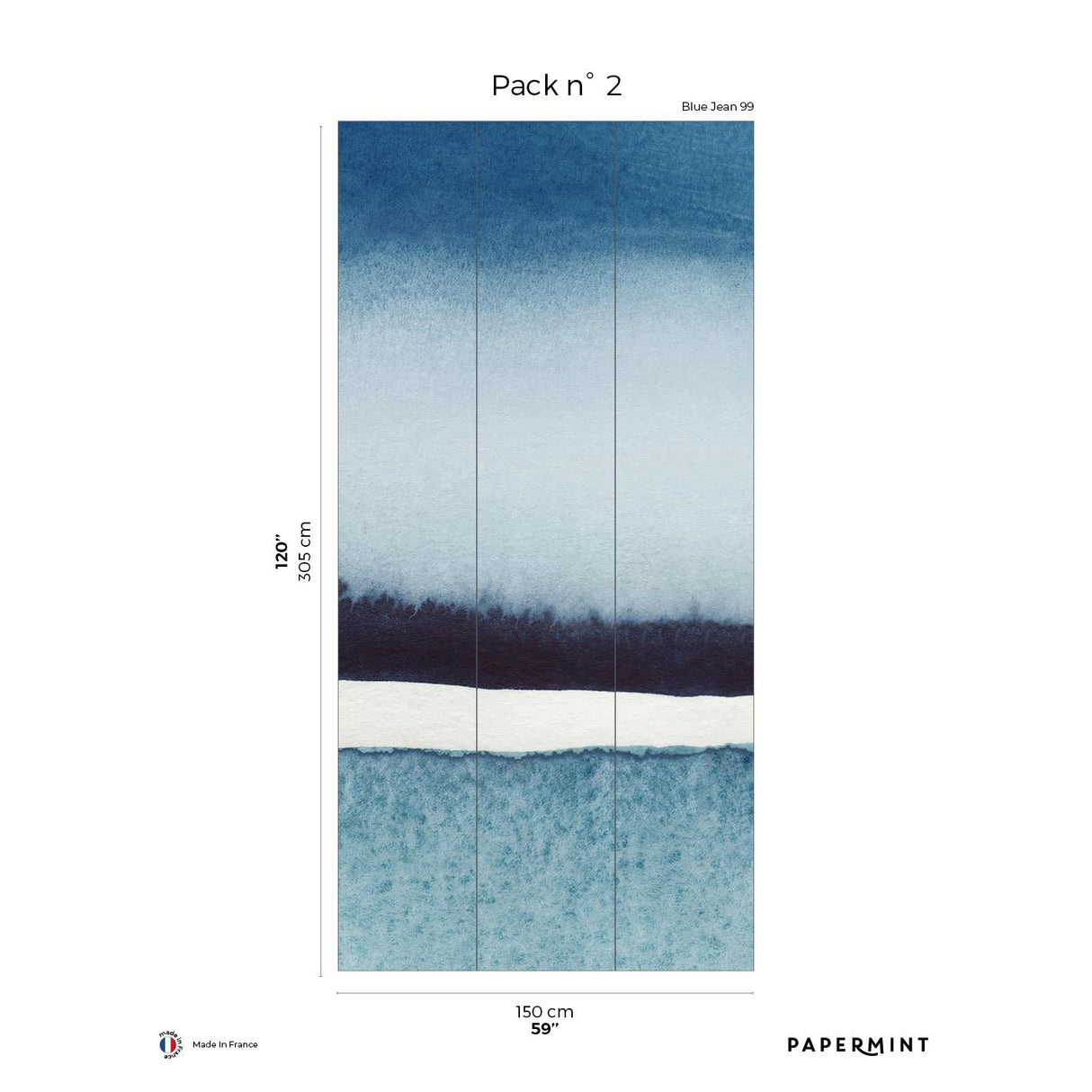 Papermint Sea Horizon Pack 2 in Blue Wall Mural