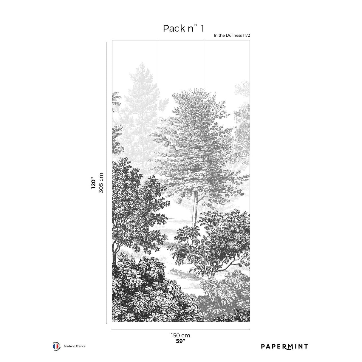 Papermint In The Woods Pack 1 in Gray Wall Mural
