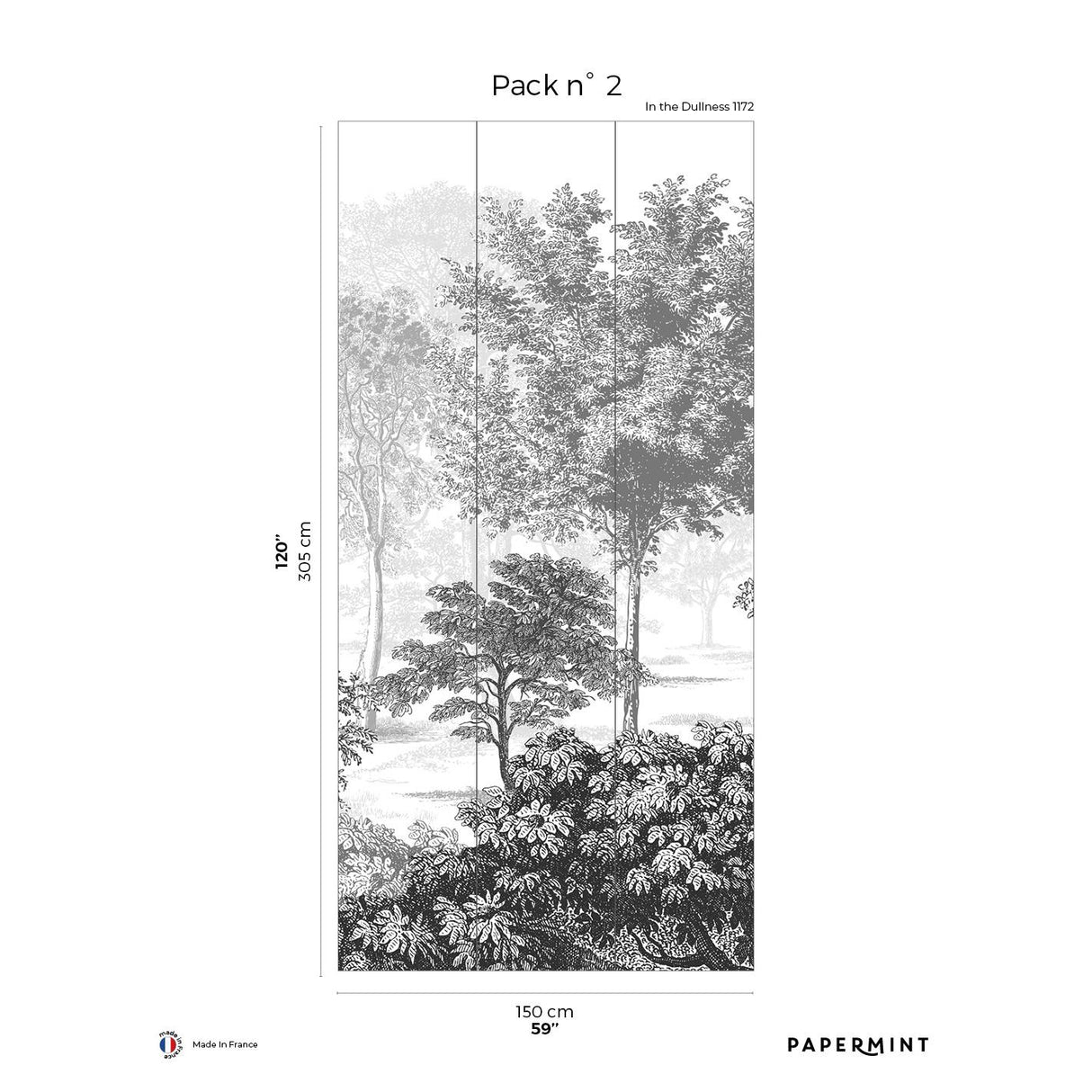 Papermint In The Woods Pack 2 in Gray Wall Mural