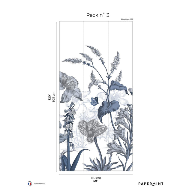 Papermint English Garden Pack 3 in Blue Wall Mural