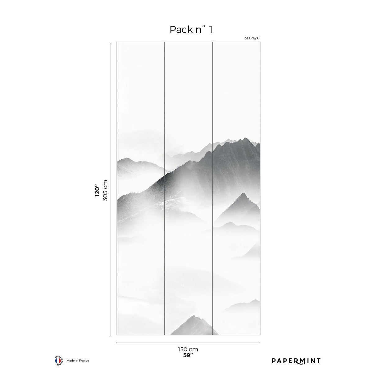 Papermint Mist Pack 1 in Gray Wall Mural