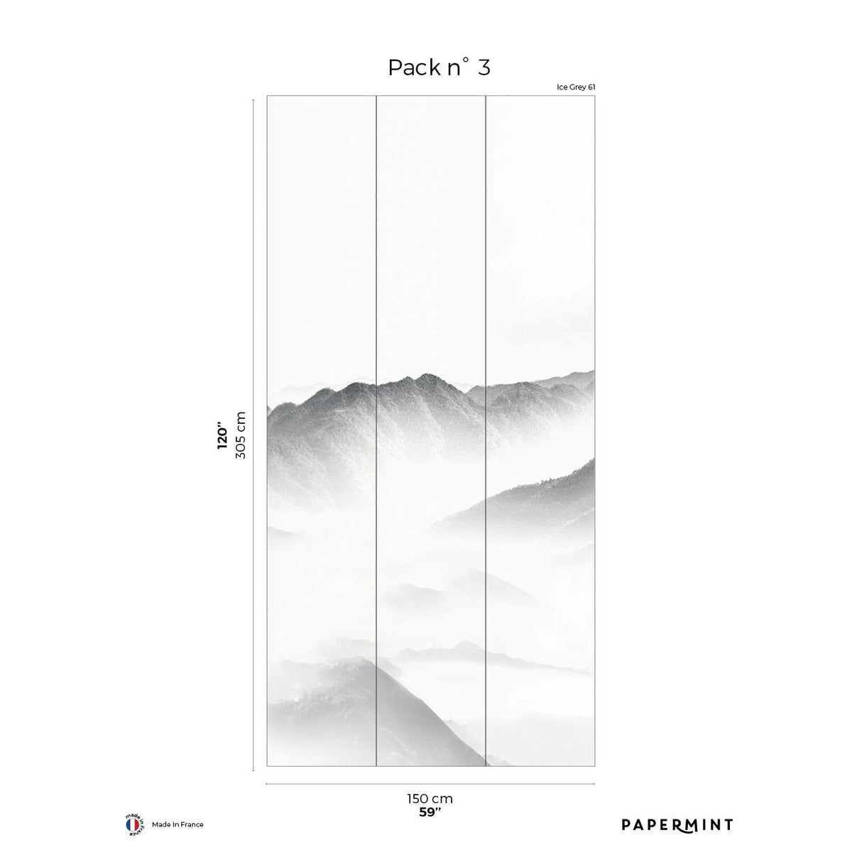 Papermint Mist Pack 3 in Gray Wall Mural