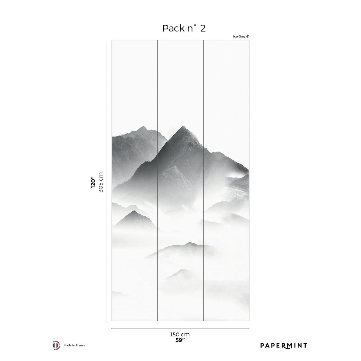 Papermint Mist Pack 2 in Gray Wall Mural