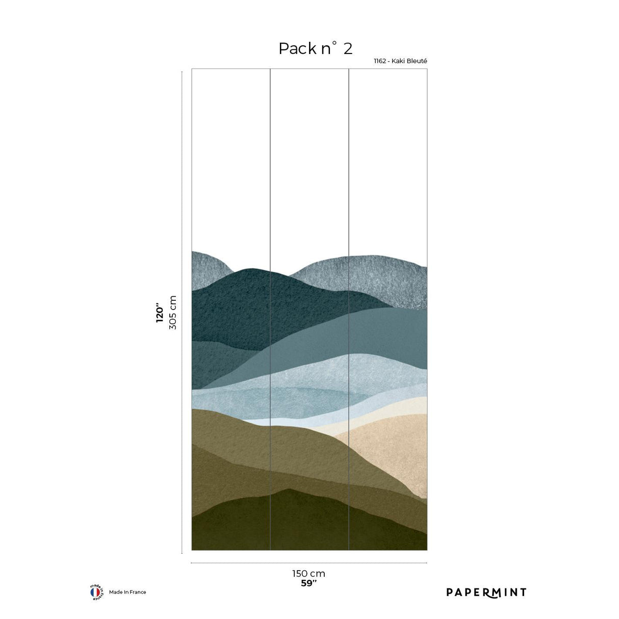 Papermint The Hills Pack 2 in Blue Wall Mural