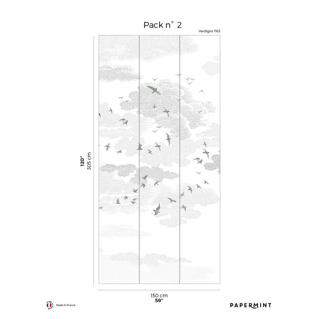 Papermint Birds Pack 2 in Green Wall Mural