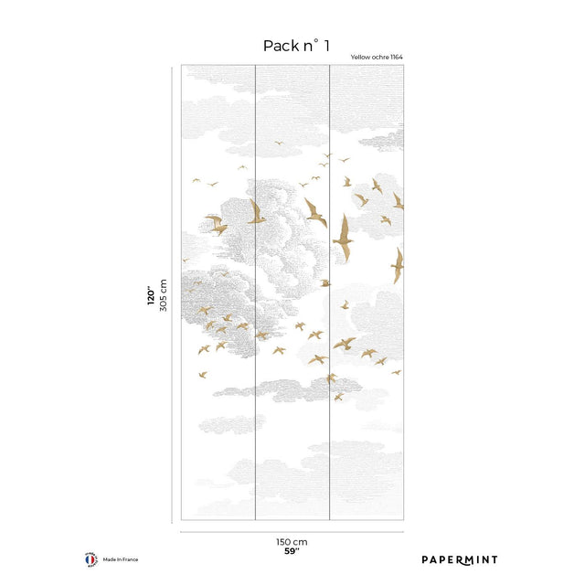 Papermint Birds Pack 1 in Yellow Wall Mural