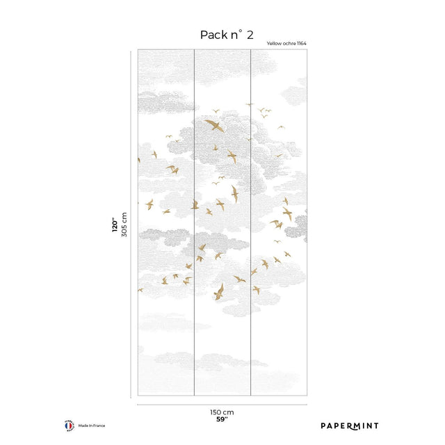 Papermint Birds Pack 2 in Yellow Wall Mural