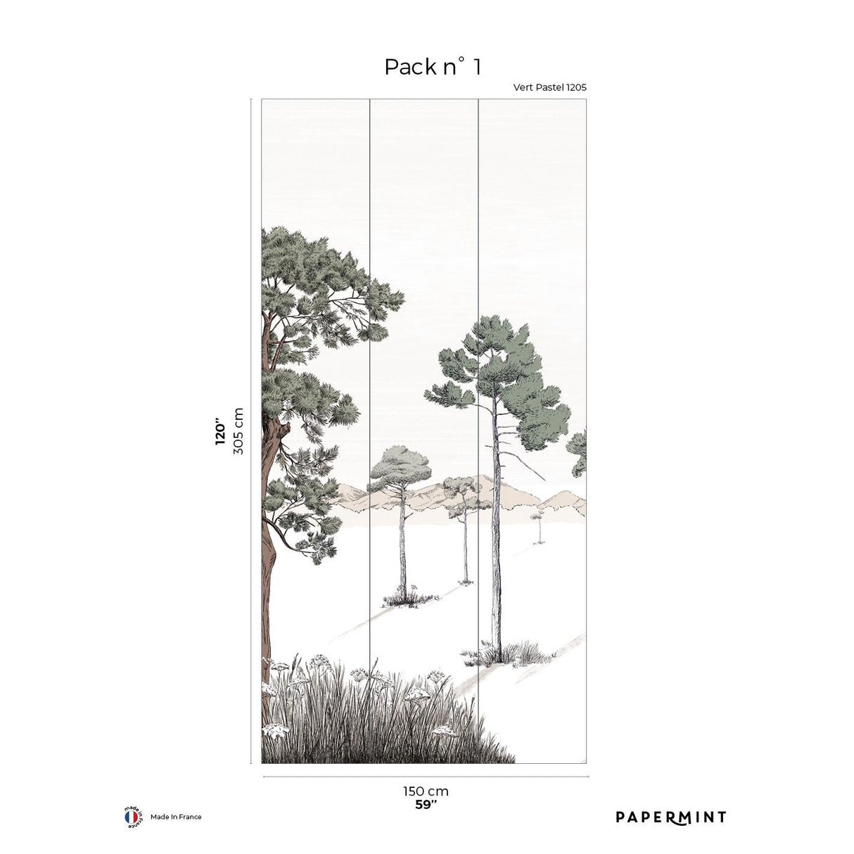 Papermint Shadows Pack 1 in Green Wall Mural