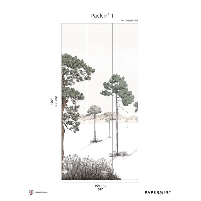 Papermint Shadows Pack 1 in Green Wall Mural