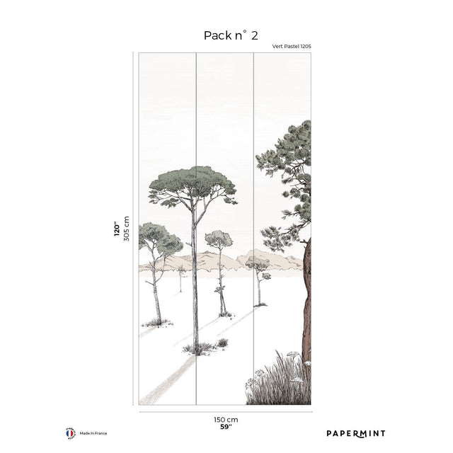 Papermint Shadows Pack 2 in Green Wall Mural