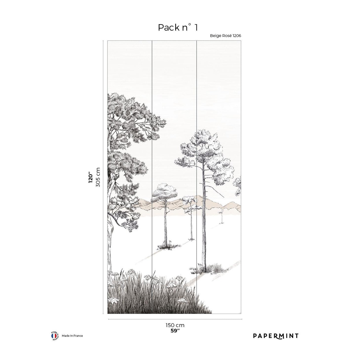 Papermint Shadows Pack 1 in Pink Wall Mural