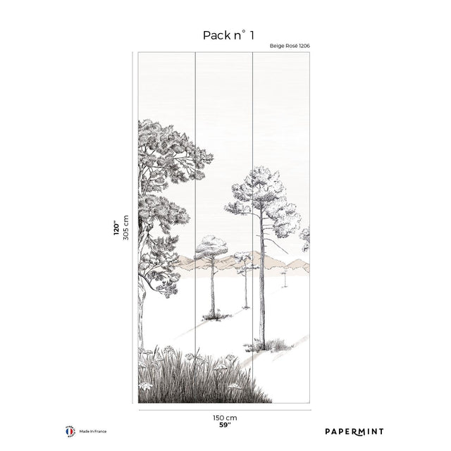 Papermint Shadows Pack 1 in Pink Wall Mural