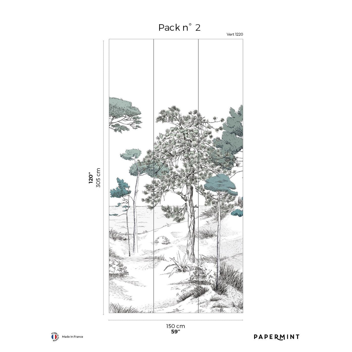 Papermint Pines Pack 2 in Green Wall Mural