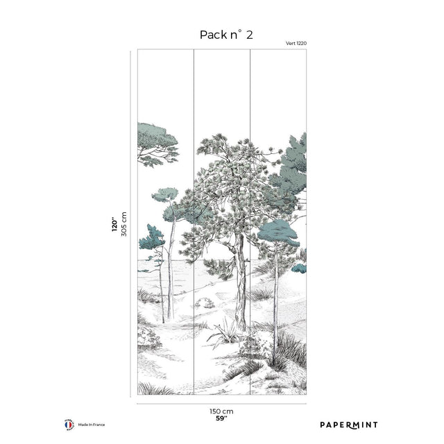 Papermint Pines Pack 2 in Green Wall Mural