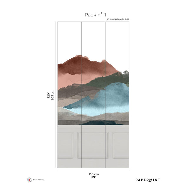 Papermint Line Water Chair Rail - with Faux Wainscoting Pack 1 in Gray Wall Mural