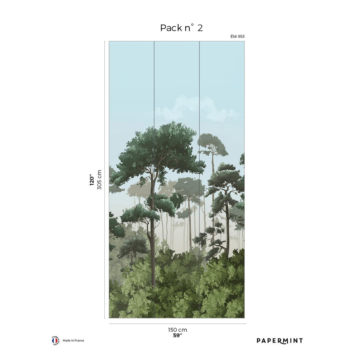 Papermint Matsu Pack 2 in Blue Wall Mural