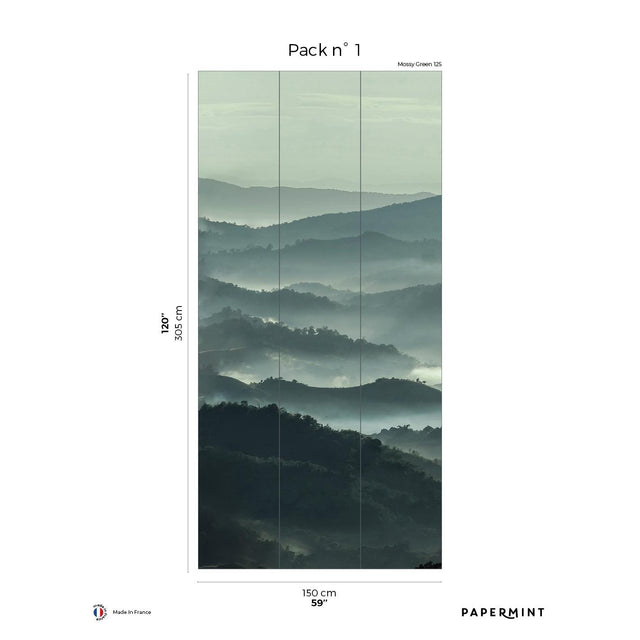 Papermint Misty Line Pack 1 in Green Wall Mural