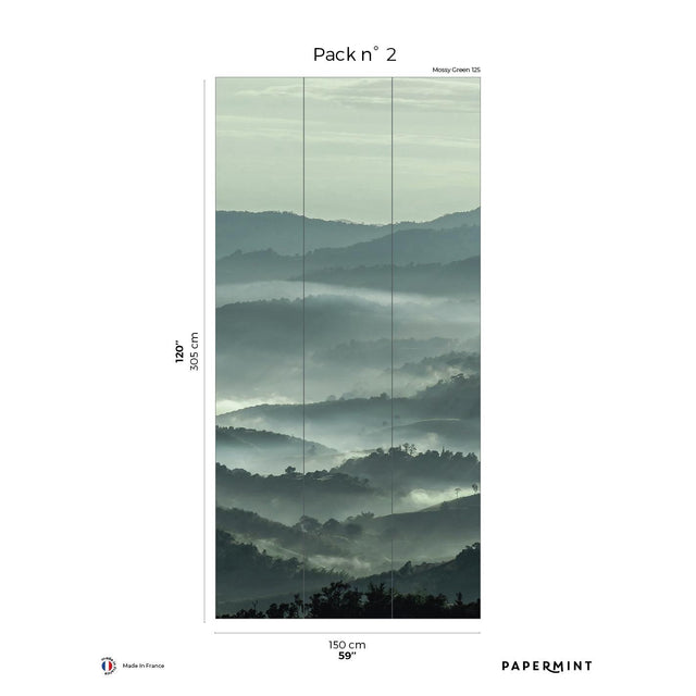 Papermint Misty Line Pack 2 in Green Wall Mural